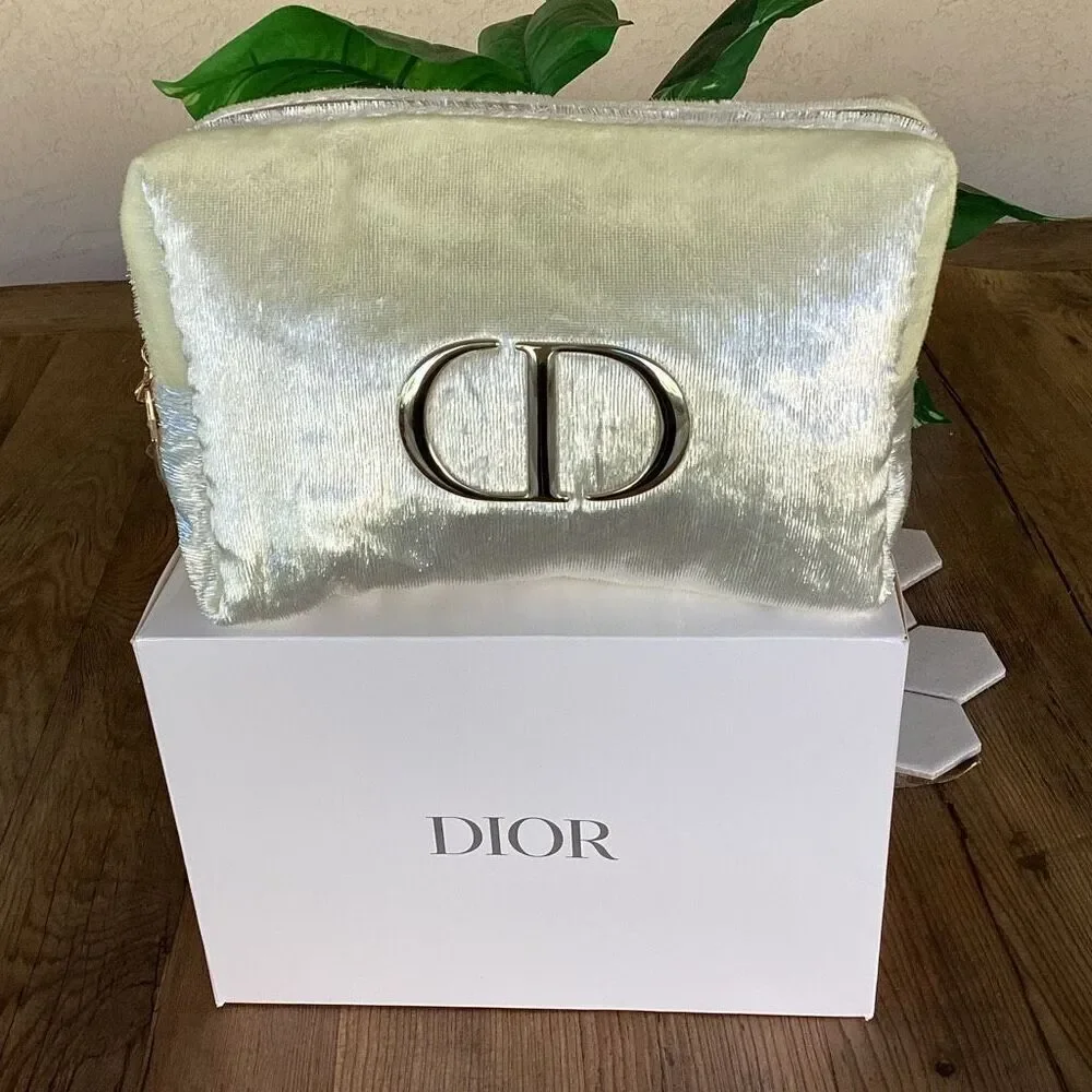 Christian Dior Crushed Velvet Cosmetic Make Up Bag Clutch New in Box GWP